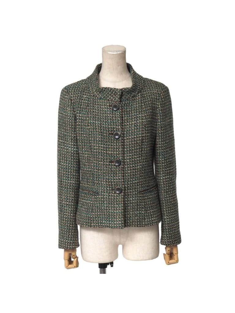 Max Mara Jacket 36 Tweed Stand Color Blazer White